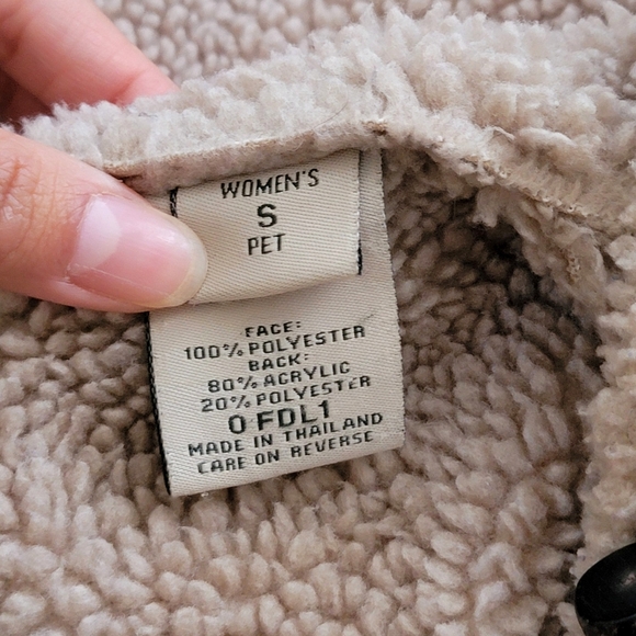 90s LL Bean Tan Sherpa Lined Jacket - Picture 5 of 11